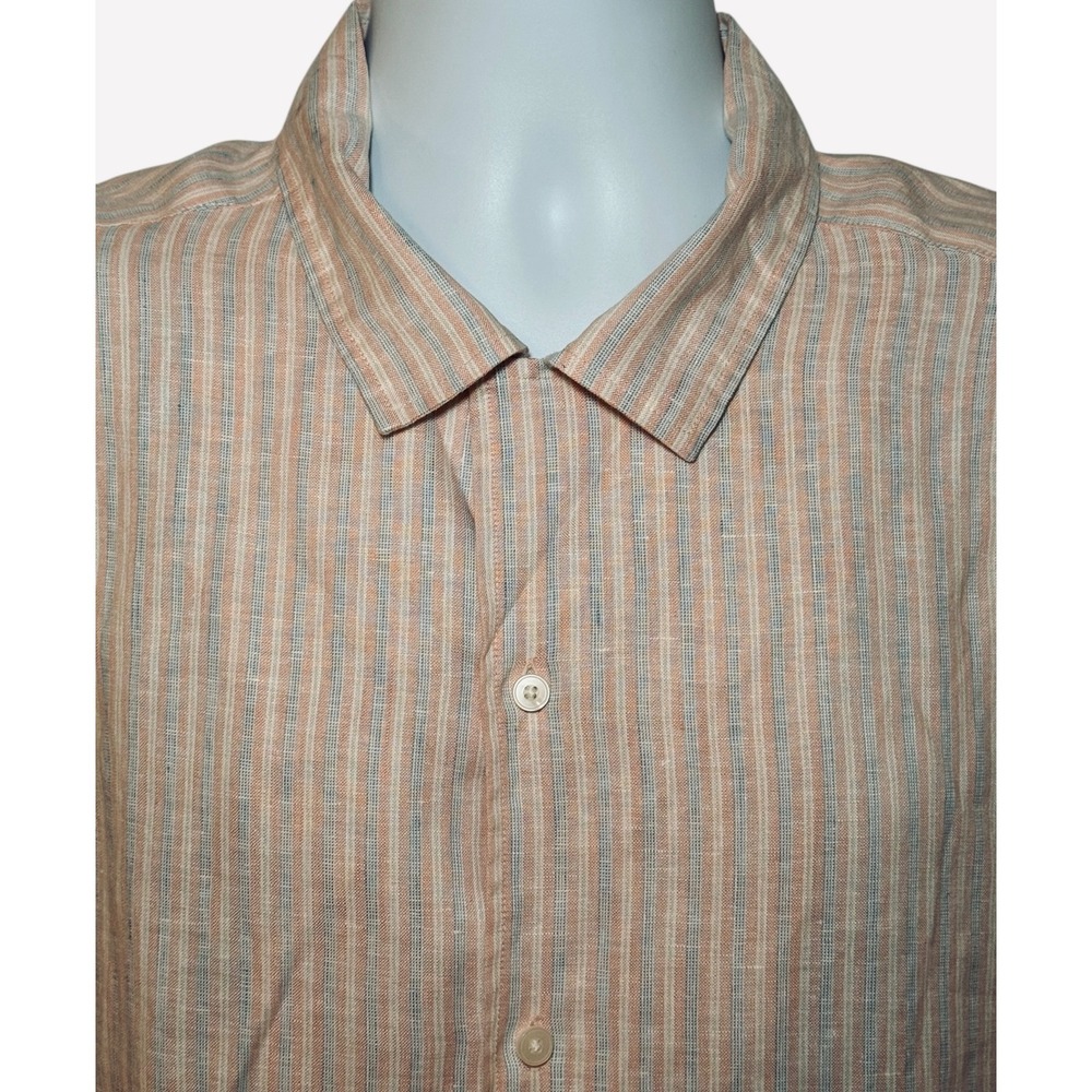 UNTUCKit Lenora Shirt Men XL Slim Fit Wrinkle Resistant Linen Striped Button S/S